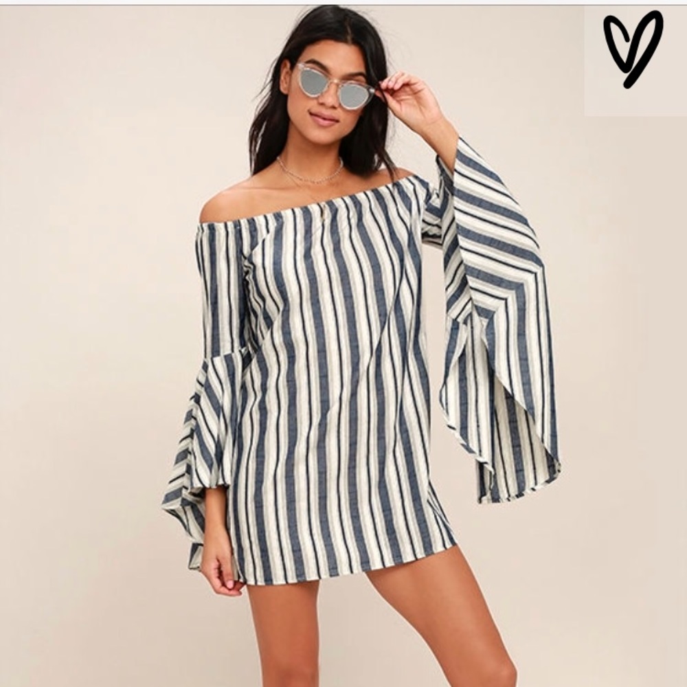 Striped Off The Shoulder Dress